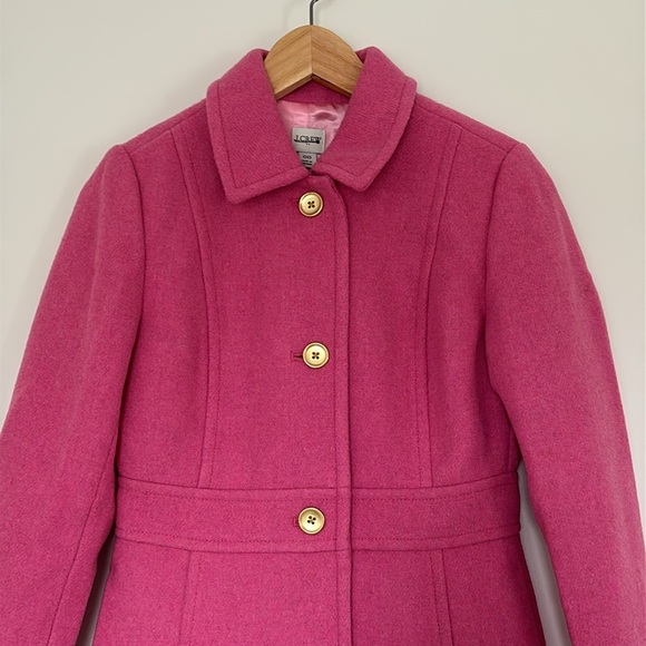 NWT J. Crew Wool-blend lady day coat in Dusty Bloom Pink Peacoat Size 00 - Picture 7 of 11